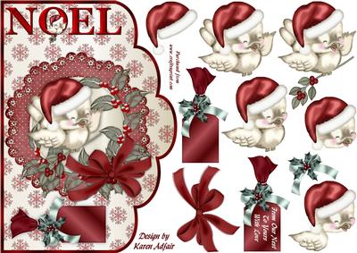 Little Christmas Sparrow Scallop Card Front N Step by Step
