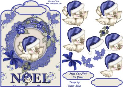 Little Christmas Sparrow Scallop Top Card N Step by Step
