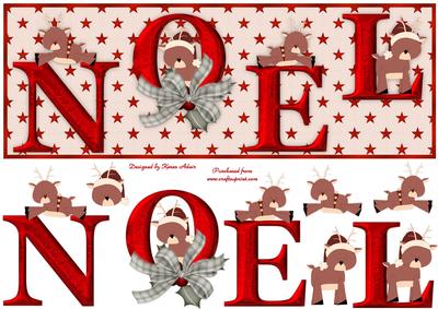 Reindeer's Noel Dl Card Front with Step by Step