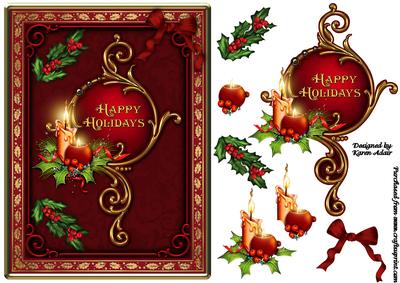 Vintage Christmas Card Front with Step by Step