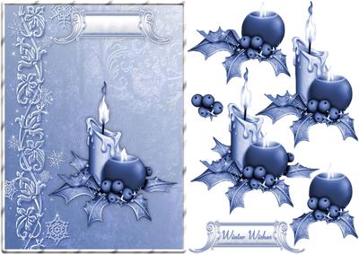 Ice Blue Christmas Card Front with Step by Step
