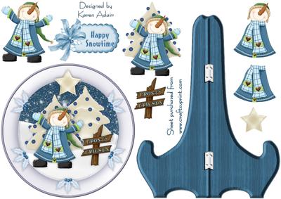 Mr Frosty's Snowtime Plate Card and Stand