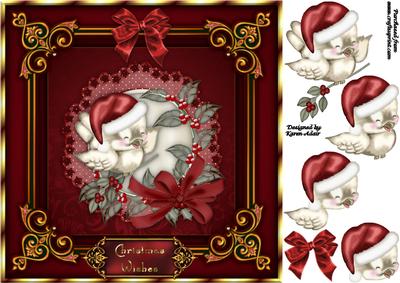 The Christmas Sparrow Square Card Front with Decoupage