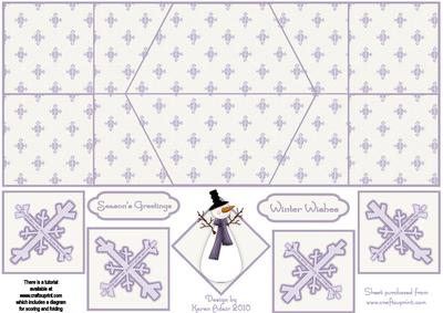Flakey Snowman 2 Double Diamond Fold Card