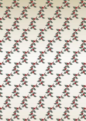 Christmas Floral in Red and Green on Cream Background