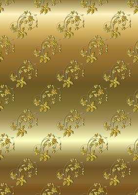 Embossed Holly Flourishes in Gold