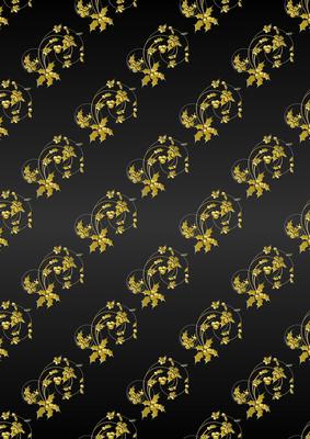 Embossed Holly Flourishes in Black and Gold