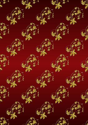 Embossed Holly Flourishes in Red and Gold