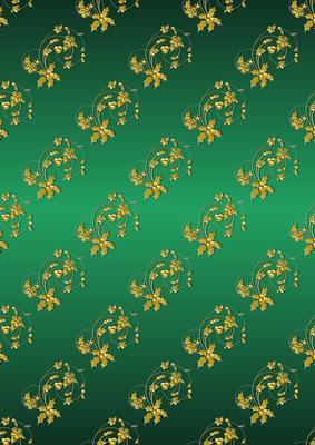 Embossed Holly Flourishes in Green and Gold