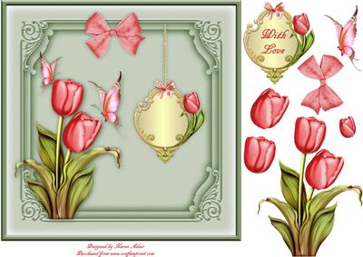 A Touch of Spring 2 Square Card Front with Step by Step