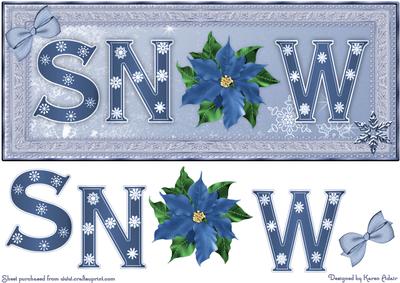 Snow Poinsettia in Blue Dl Card Front with Step by Step
