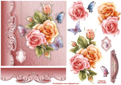 Rosy Glow Square Card Front and Step by Step