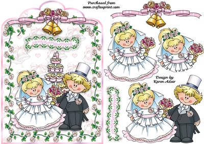 Cute Wedding Couple Scallop Top Card Front