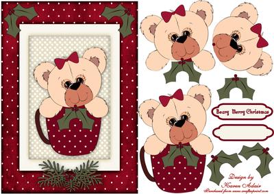 Holly Beary! - Card Front with Step by Step