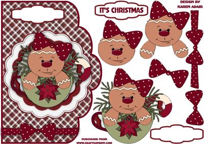 Christmas Cookie Scallop Card Front with Decoupage