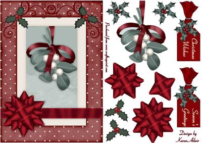 Christmas Mistletoe in Red and Green Card Front