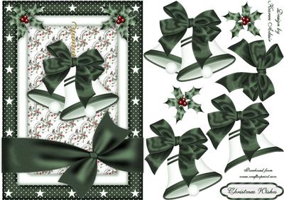 Christmas Bells in Green Card Front with Step by Step