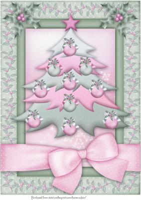 Christmas Tree in Green and Pink A4 Card Front