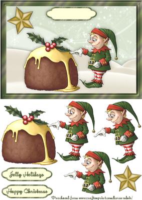 Lickle Christmas Elf Card Front with Step by Step