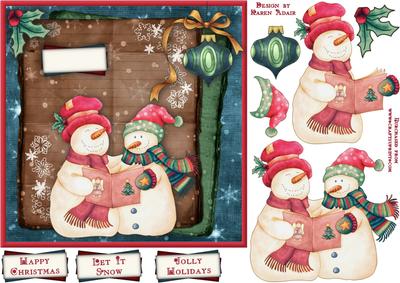 Carol Singing Snowmen Square Card Front and Step by Step
