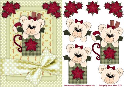 Christmas Teacup Teddy Card Front with Step by Step