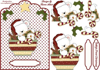 Baby's First Christmas Polar Bear Scallop Top Card