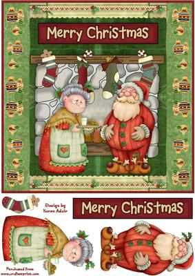 Mr and Mrs Claus Square Card Front with Step by Step