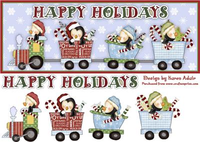 The Christmas Penguin Express Large Dl Card and Decoupage