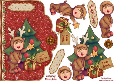 Decorating the Tree Scallop Card Front with Step by Step