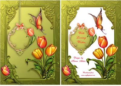 A Touch of Tulips A5 Card Front with Step by Step