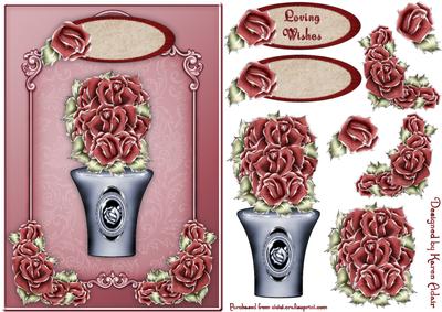 Rose Bouquet Card Front with Step by Step