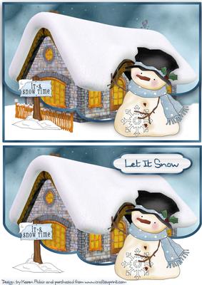 Whimsy Snowman Scalloped Faux Envelope Card