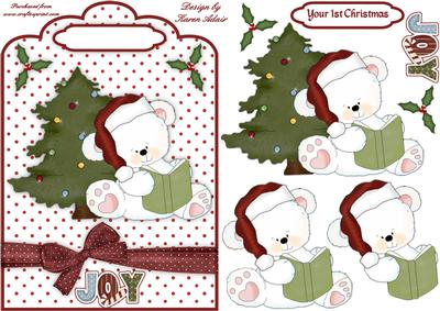 Christmas Polar Bear Joy Scallop Top with Decoupage