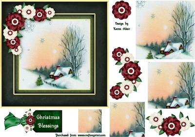 Snowy Christmas Cottage Square Card Front - Best of Both