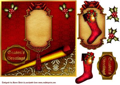 A Traditional Christmas Stocking Square Card N Step by Step