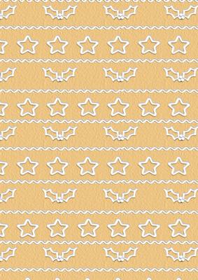 Gingerbread Holly and Stars Background Paper