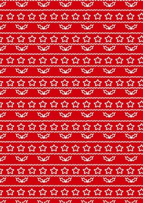 Icing Holly and Stars on Red Background Paper