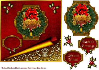 A Traditional Christmas Wreath Square Card N Step by Step