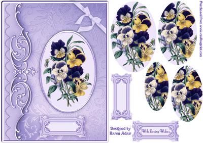 Perfect Pansies Pyramid Card Front