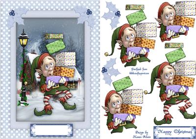 Santa's Helper Card Front with Step by Step