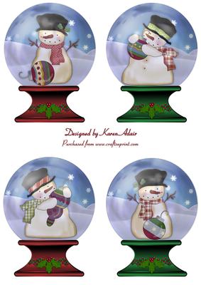 Whimsy Bauble Snowmen Snowglobe Toppers