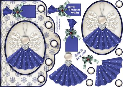 Little Christmas Angel in Blue Scallop Card and Decoupage