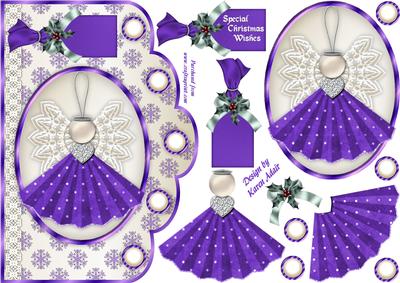Little Christmas Angel in Purple Scallop Card and Decoupage