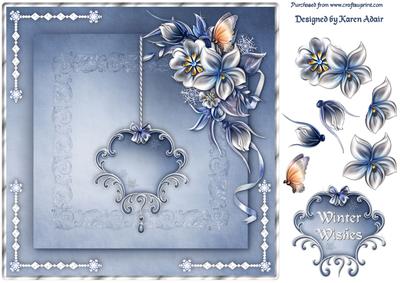 Winter Flowers Square Card Front with Step by Step