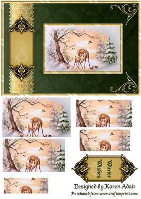 Winter Deer Christmas Pyramid Card Front