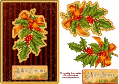 A Jolly Holly Christmas Card Front with Step by Step