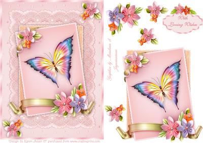 Origami Flowers Card Front with Step by Step
