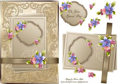 Origami Flowers Card Front 2 with Step by Step