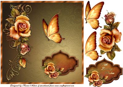 Rustic Roses Square Card Front with Step by Step