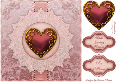 Hearts N Lace Large Square Card Front with Step by Step
